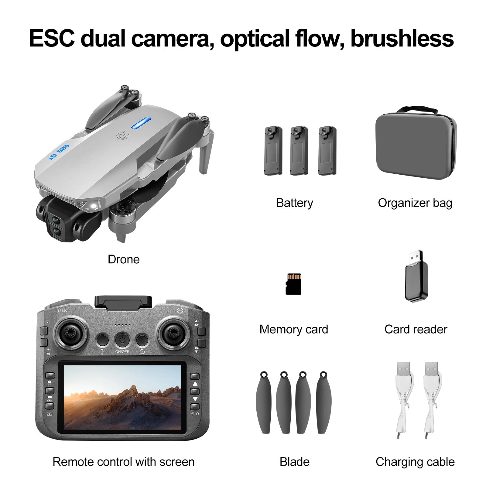 Drone E88GT 2025 – Quadrirotor Pliable 6K HD avec Écran 4,3"