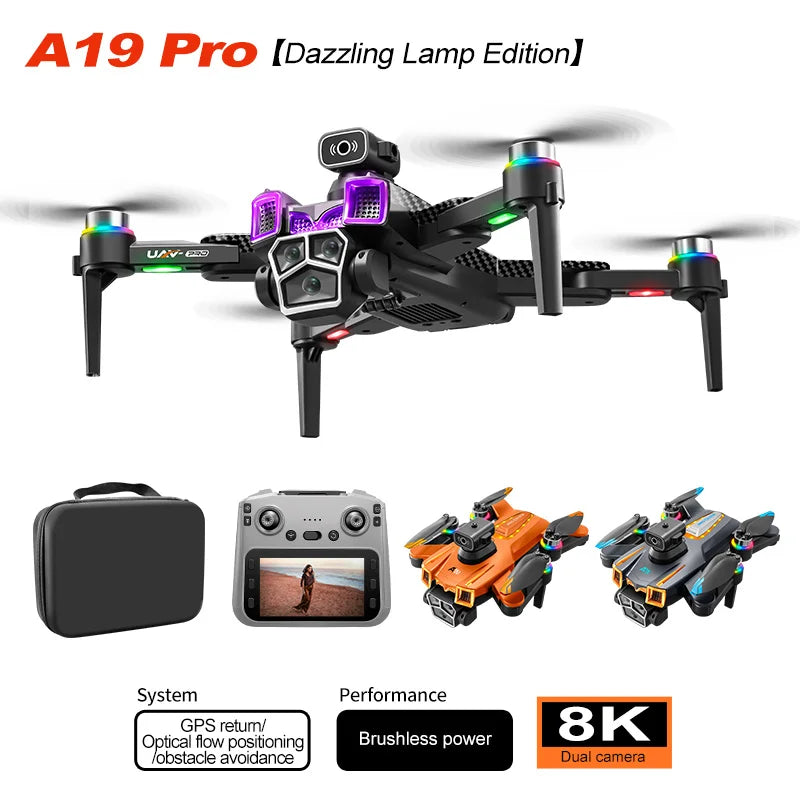 Drone A19Pro 2025 – GPS, Retour à une touche, 5G, 8K HD, Caméra omnidirectionnelle, Évitement d'obstacles, Jouet RC