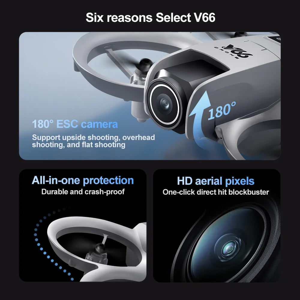 Drone FPV Xiaomi V66 8K professionnel avec double caméra, WiFi FPV, RC, évitement d'obstacles intelligent, quadcopter pliable