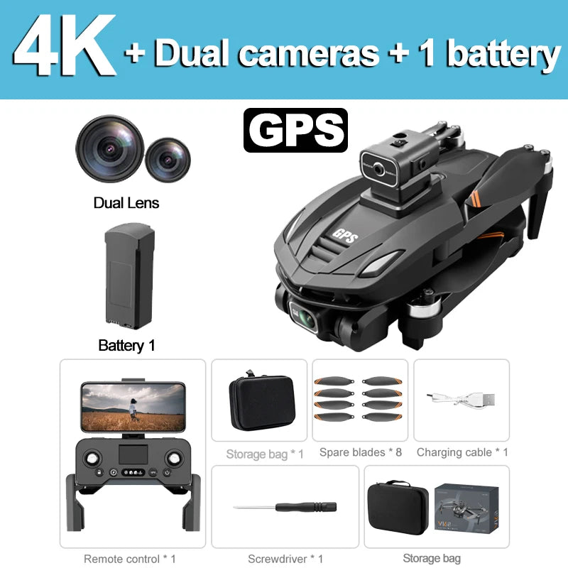 Drone Xiaomi Quadrirotor RC Pliable V168 – Moteur Brushless, Caméra HD 4K Pro, GPS, 5G WiFi FPV