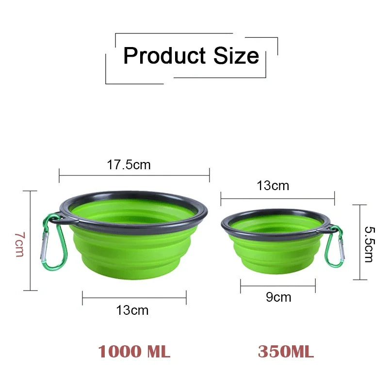 Mangeoire Portable Pliante en Silicone pour Chien et Chat, Distributeur 2 en 1 pour Animaux de Compagnie, Voyage en Plein Air, avec Mousqueton, Bouteille, Récipient de Nourriture et d'Eau