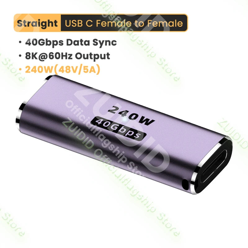 Adaptateur OTG PD240W USB4.0 40Gbps Thunderbolt3 OTG adaptateur 8K @ 60Hz USB C à Type C 48V @ 5A convertisseur de charge rapide adaptateur de données pour Macbook