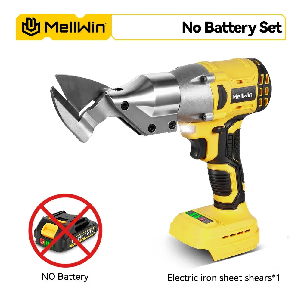 Ciseaux Électriques Sans Balais 1800W MELLWIN – Cisaille de Feuille de Fer Sans Fil, Tête Pivotante 360°, Compatible Makita 18V