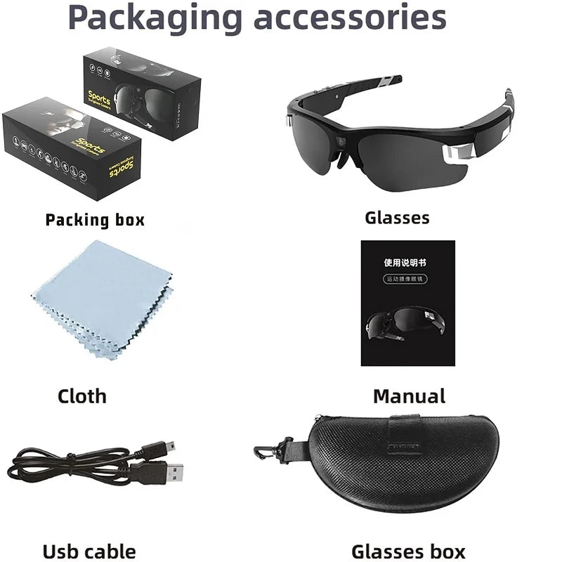 Lunettes intelligentes 4K FPV – Caméra WiFi 1080P/4K, Mini Caméra POV, Sport et Vlogging