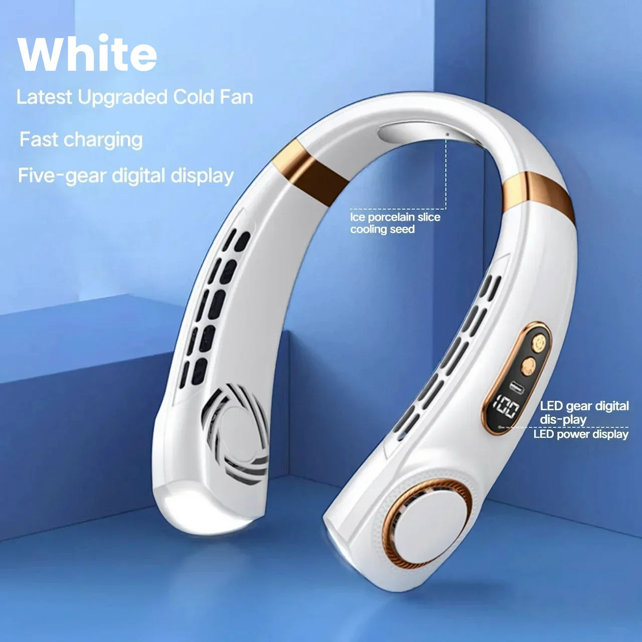 Ventilateur de cou portable Xiaomi, sans pales, affichage numérique, silencieux, rechargeable par USB