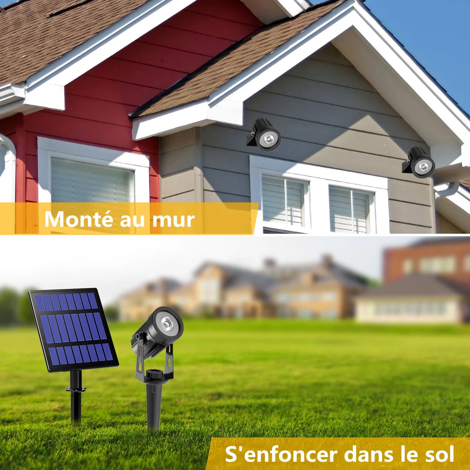 Rostfreie LED-Solarleuchte aus Aluminium – IP65, 1/2/3/4 Strahler, Außenbeleuchtung für Garten und Landschaft, RGB- und Warm-/Kaltweiß-Optionen
