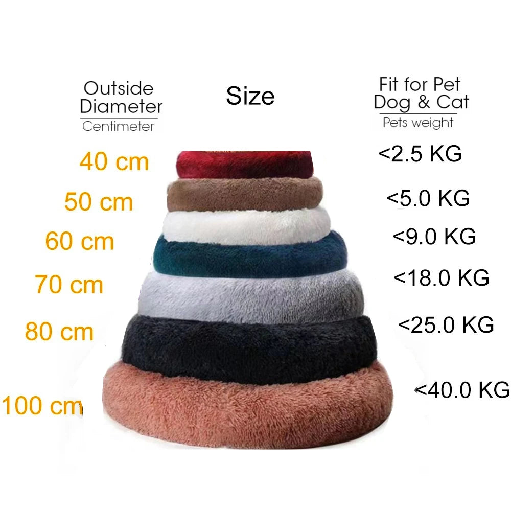 Lit Rond en Peluche Lavable pour Chien et Chat, Niche Moelleuse, Accessoires Moyens, Produits pour Animaux de Compagnie
