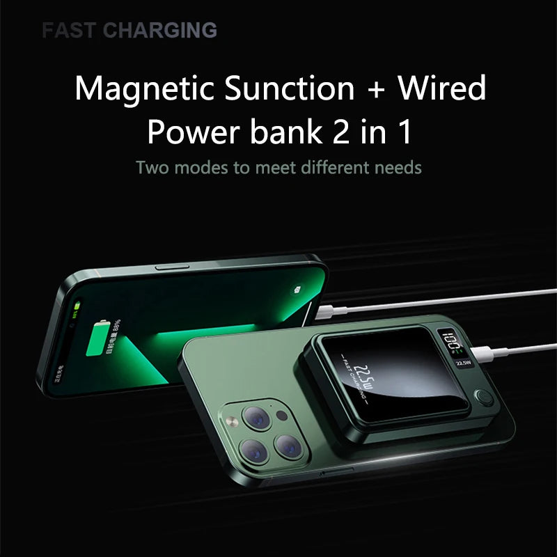 Wireless Power Bank, Fast Charging, External Battery Charger for Huawei, Samsung, iPhone 12, PD 20W, 50000mAh, 22.5W