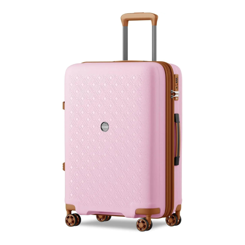 KONO Étui rigide en polypropylène avec porte-gobelet, extensible, léger et robuste, boîtier de chariot à verrouillage TSA à 4 roues