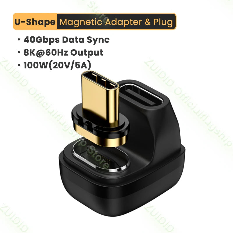 Adaptateur magnétique USB C 40Gbps, Thunderbolt3 , 100W, chargeur rapide, 8K @ 60Hz