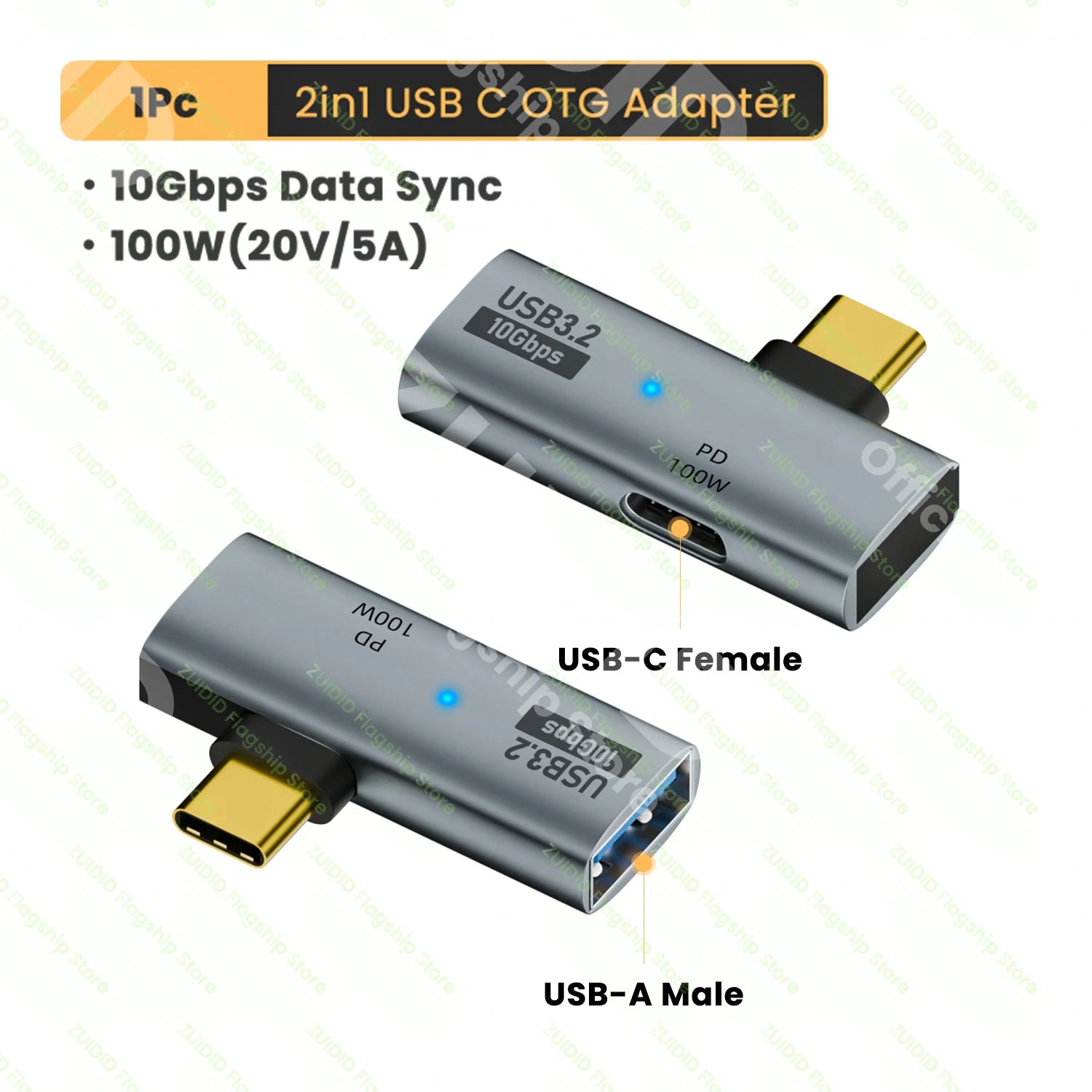 Adaptateur de câble OTG USB C 2 en 1, Type C vers USB3.2, 10Gbps, PD100W, charge rapide, pour tablette d'ordinateur portable Samsung Huawei Xiaomi