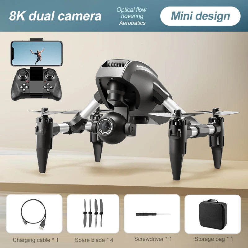 Mini importateur professionnel V42 – Caméra HD 8K pour touristes, FPV, WiFi, localisation optique du flux, maintien d'altitude, quadricoptère RC, jouet cadeau RC