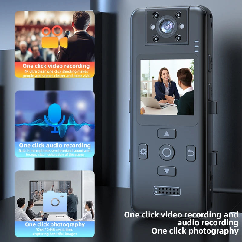 Bodycam 4K JETO Police, Mini Caméra Portable Vision Nocturne UHD 120°