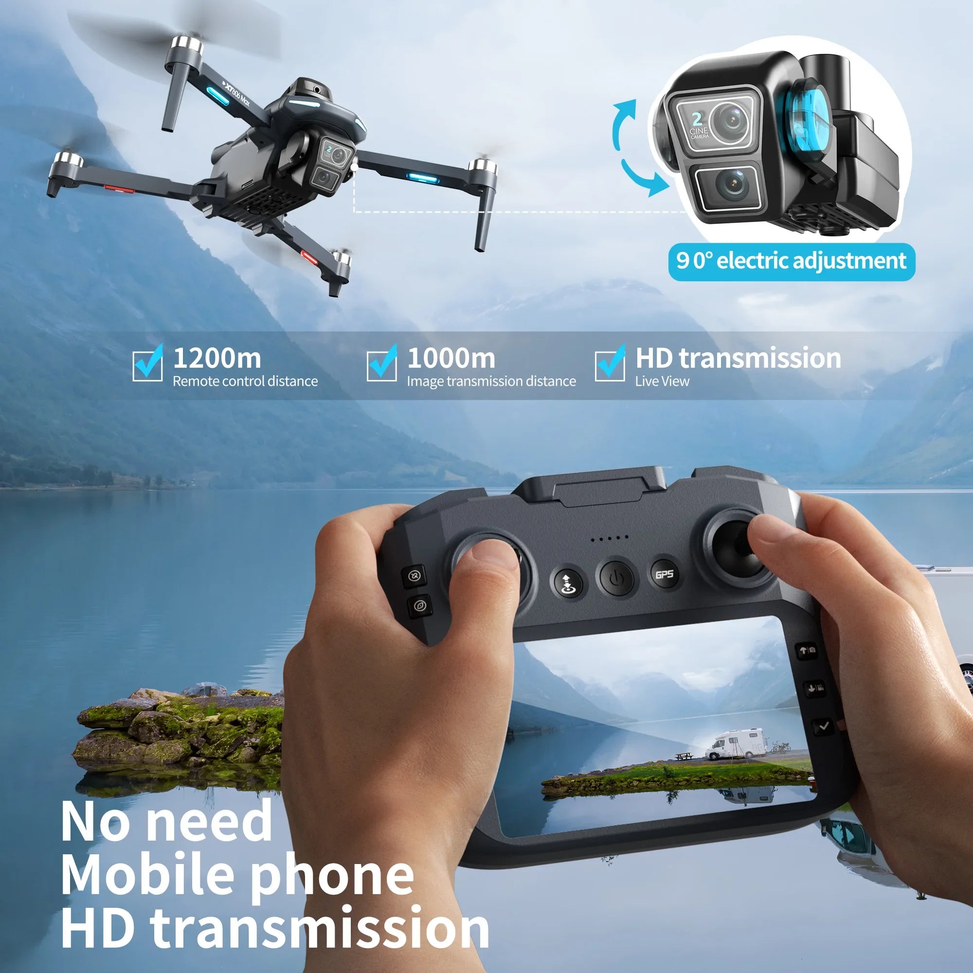 Drone Xiaomi Mijia XT606 GPS 8K professionnel avec double caméra HD, 360° d'évitement d'obstacles, 5G WiFi FPV avec écran, quadcopter