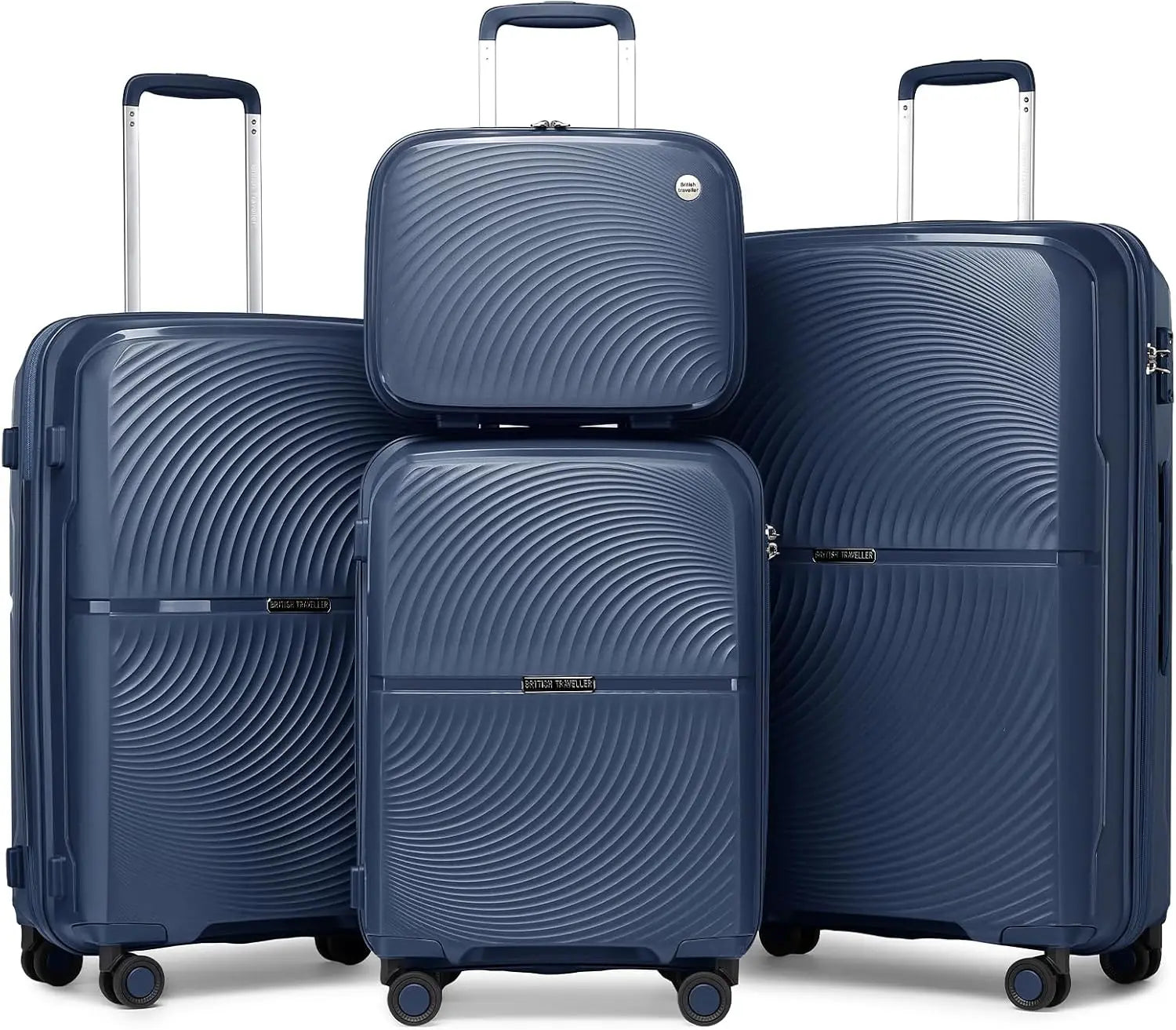 Ensemble de valises rigides British Traveler KONO, 4 pièces, PP, serrure TSA