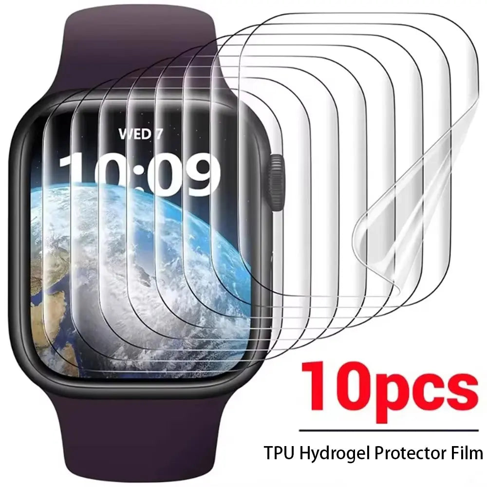 Film hydrogel TPU pour Apple Watch – Protection écran souple (lot de 10 pièces)