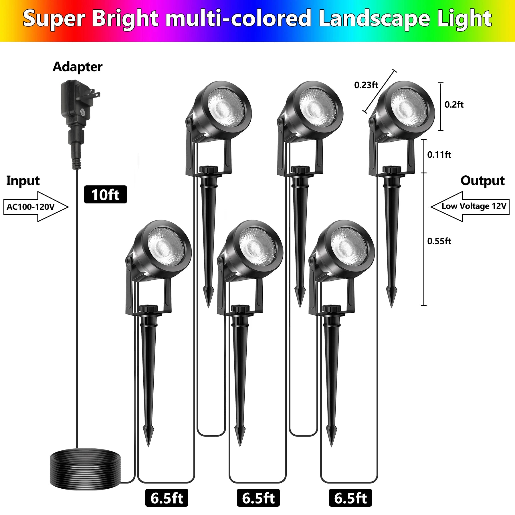 Niedervolt-wasserdichte LED-Lampe, Außenbeleuchtung, dekorative Landschaftsleuchte, ideal für Rasen oder Garten, RGB, 3000K