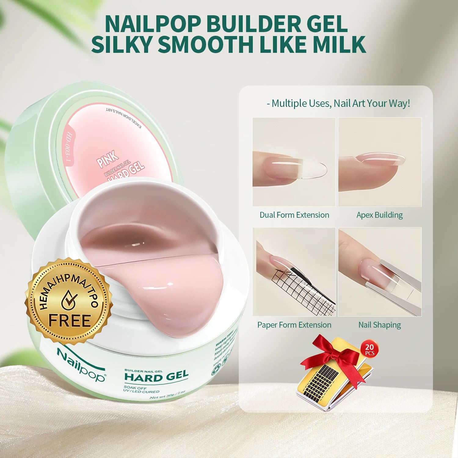 Gel de Construction UV/LED - Builder Gel Nailpop HEMA-FREE 30 g ou 100 g