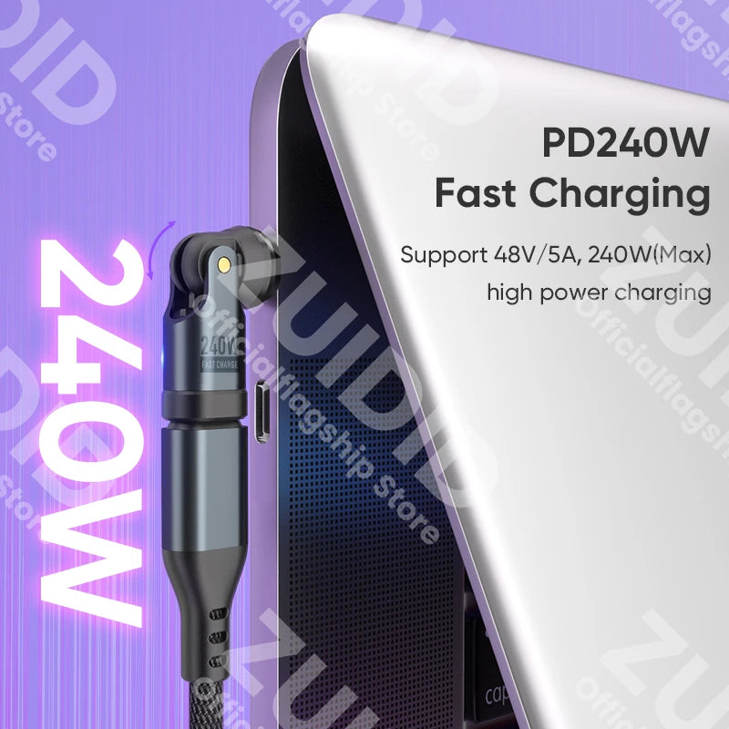 Adaptateur OTG magnétique USB C vers Type C 9 broches PD240W, convertisseur de données de charge rapide USB C pour iPhone 15 16 MacBook Pro Samsung Xiaomi
