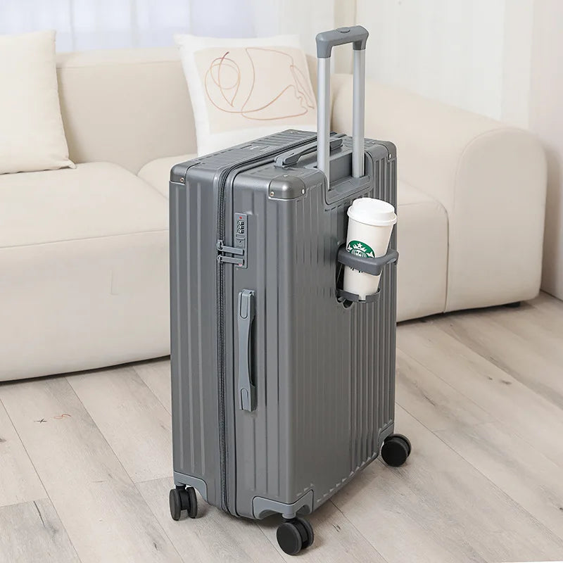 Bagage à main SUSHIMU avec support pour téléphone et tasse – valise roulante à coque rigide, 20, 24, 26 et 28 pouces