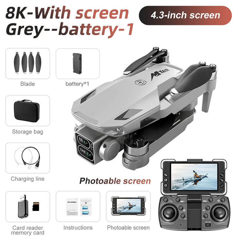 M10 Professional 4K 5G HD Drone Dual Camera Remote Control with Screen FPV Photography Brushless Foldable RC Quadcopter