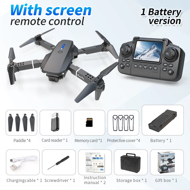 Drone E88 Pro 2025 – Quadrirotor Pliable 4K HD avec Écran