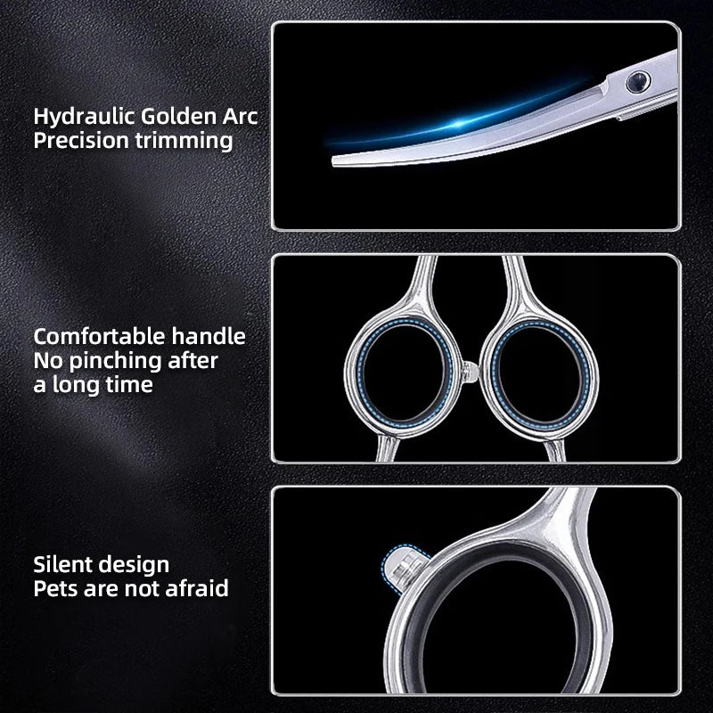 Ciseaux de coupe de cheveux pour animaux de compagnie, ensemble de ciseaux incurvés pour chat et chien, outils de coupe de cheveux, toilettage spécial