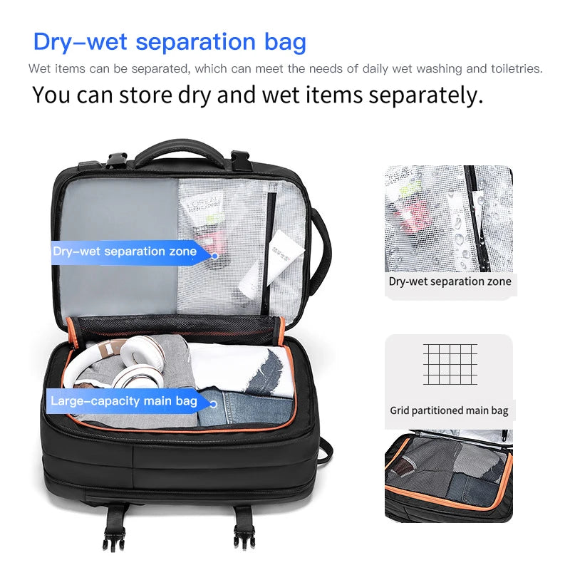 Sac à dos d’affaires extensible – grande capacité pour hommes, idéal pour courts voyages d’affaires