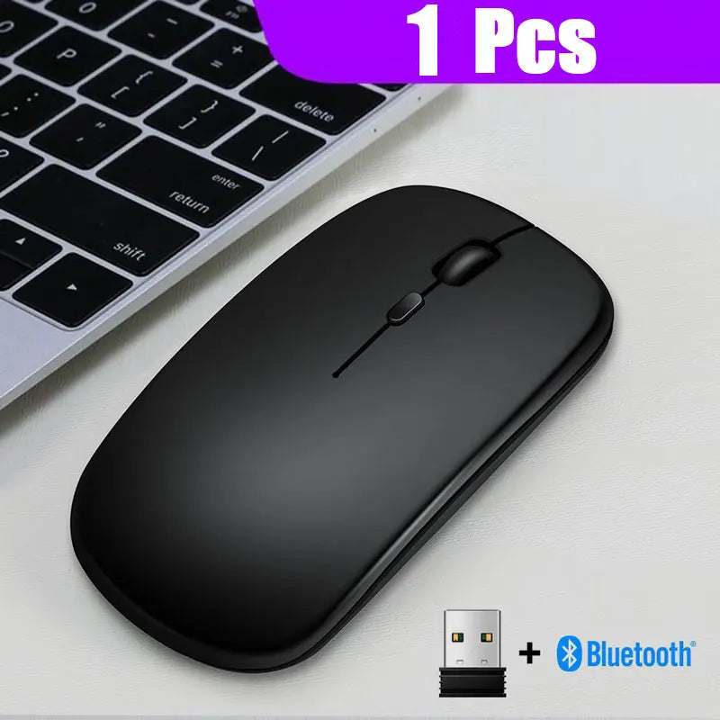 Souris sans fil 2,4 GHz + Bluetooth 5.0 pour tablette, ordinateur portable, souris sans fil ultra-fine, version à piles AAA