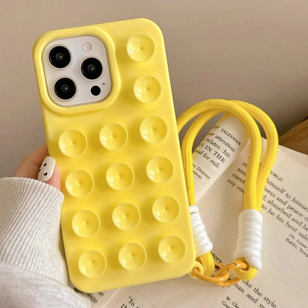 Coque de téléphone en Silicone souple à ventouse – Étui antidérapant antichoc couleur bonbon – iPhone 17/16 Pro Max/15 Pro Max Plus/14/13/12/XR