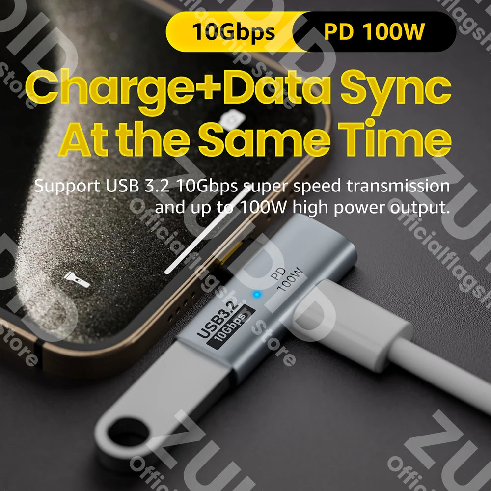 Adaptateur de câble OTG USB C 2 en 1, Type C vers USB3.2, 10Gbps, PD100W, charge rapide, pour tablette d'ordinateur portable Samsung Huawei Xiaomi