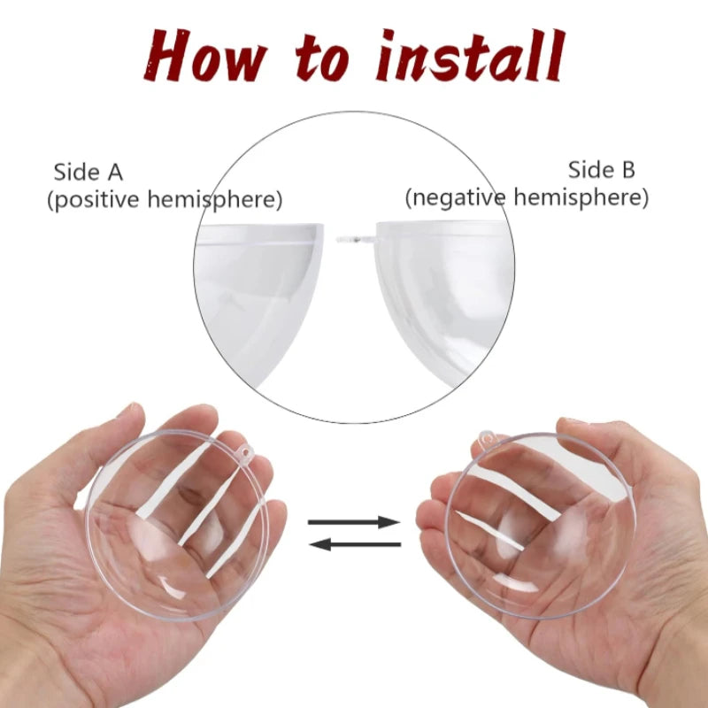 Boules de Noël transparentes rechargeables – 8 cm, lot de 4 ou 8 pièces, ornements à suspendre pour sapin et décorations de fête