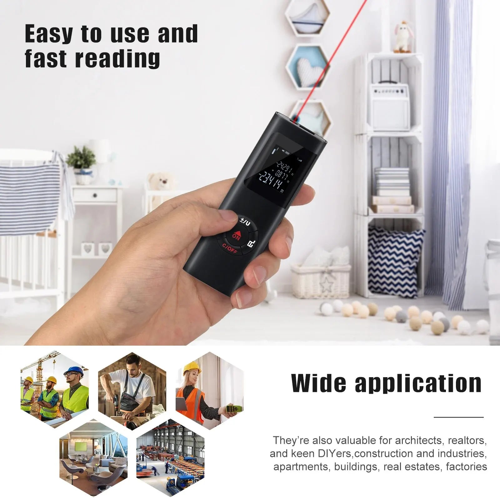 Mini télémètre laser intelligent, mesure infrarouge, USB, aste, portable, déterminer, outils de télémètre, 40m, 60m