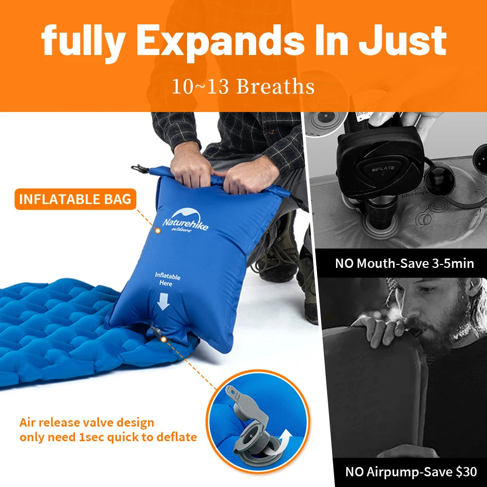 Matelas gonflable ultraléger pour le camping, matelas à air, coussin de couchage extérieur, lit pliant, polymères de couchage pour la randonnée