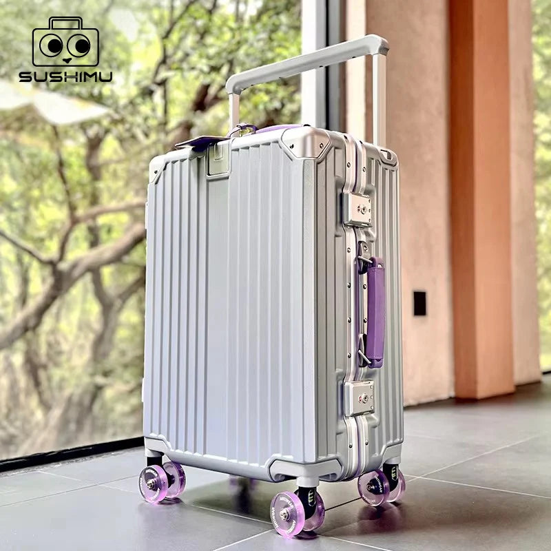 Valise rigide en PC avec poignée télescopique à tube large SUSHIMU – bagage à roulettes extensible, 20, 24, 26 et 28 pouces