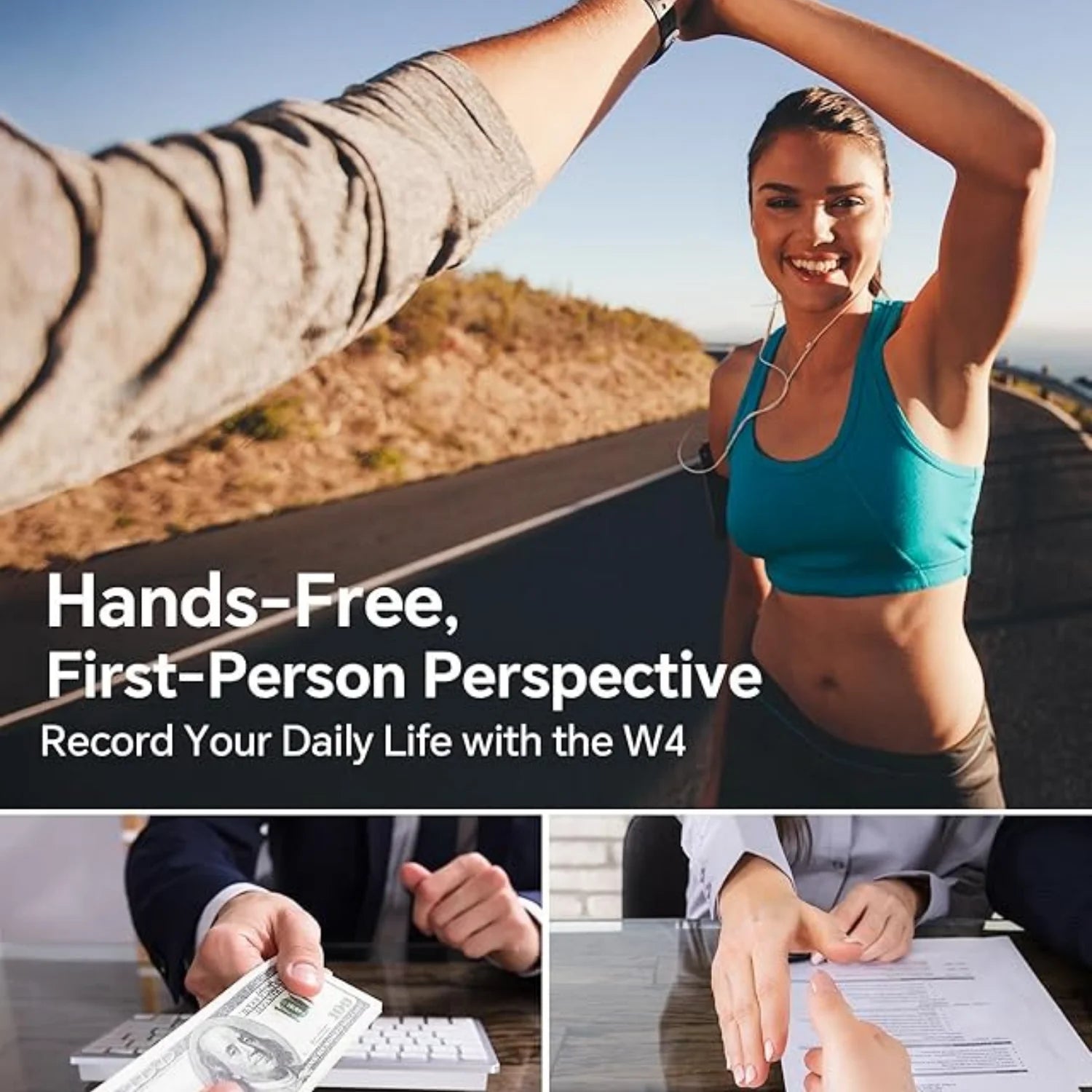 Mini caméra corporelle W4 1080P – Caméra 4K portable avec clip rotatif et support de casque
