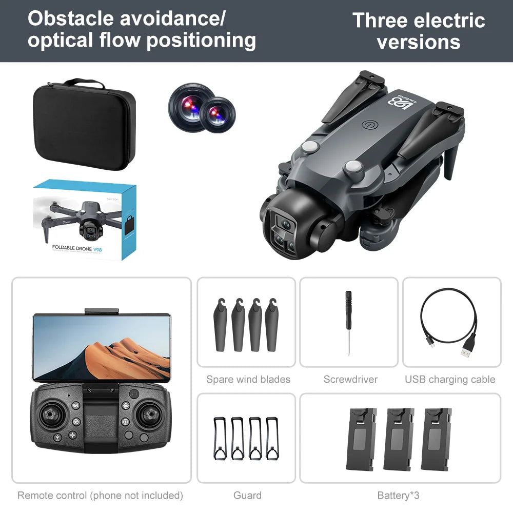 Drone V98 – Quadrirotor pliable WIFI FPV avec caméra 8K, vol stationnaire, jouet RC, cadeau pour enfant