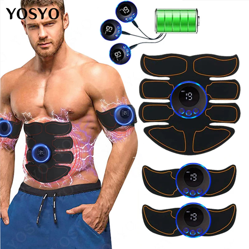 Électro-stimulateur abdominal, Appareil de Fitness Électrique Intelligent sans Fil pour Homme et Femme, stimulateur de Muscles Abdominaux, Fitness des Hanches et des Bras, Patch de Chargement USB