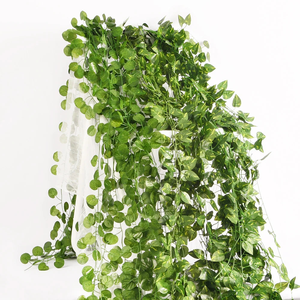 Plantes artificielles, Feuilles de Lierre Artificielles pour Décoration de Jardin, 1 Pièce, 2.1 m