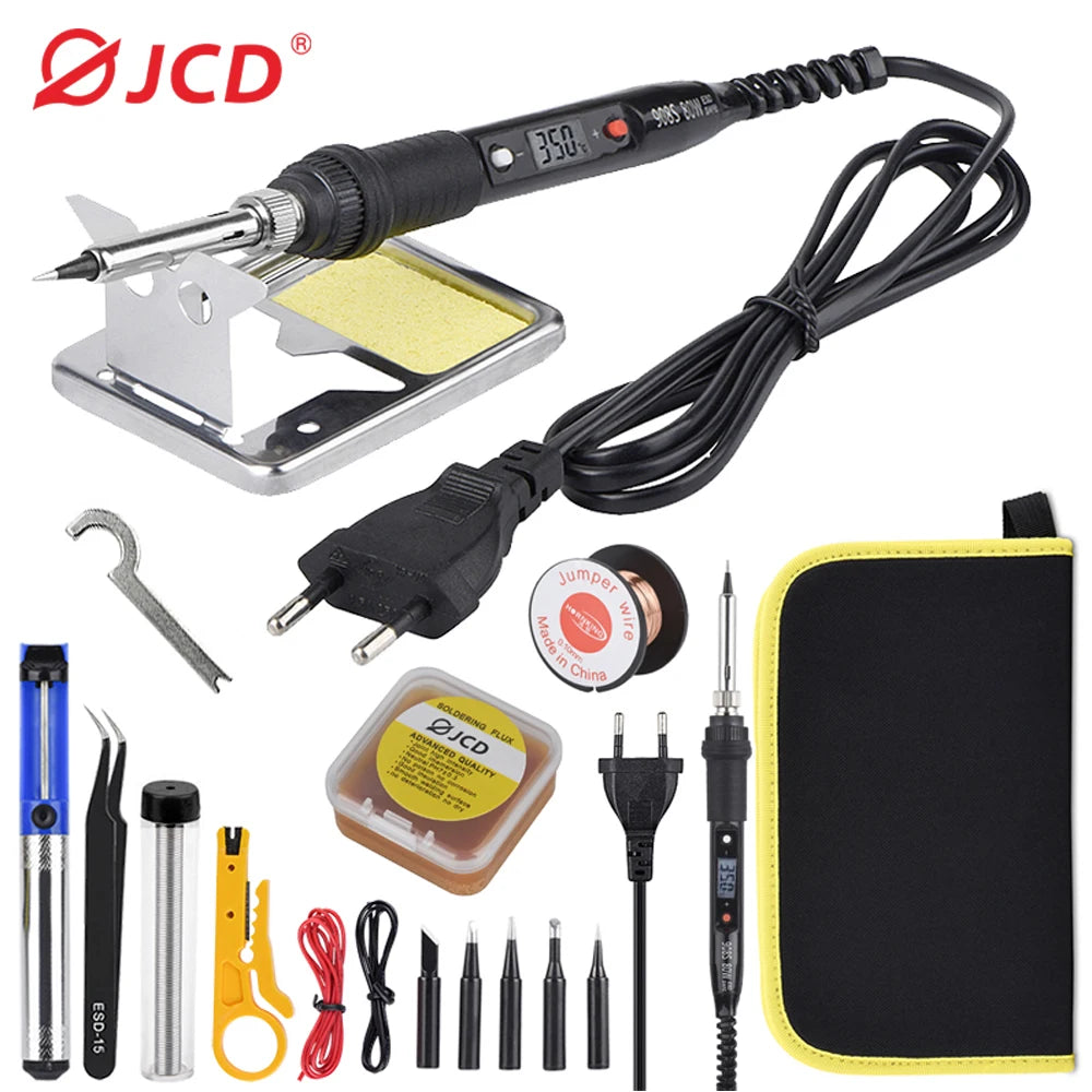 Kit de fer à souder électrique, température réglable, pâte à souder, pompe à dessouder, ensemble d'outils de soudage, écran LCD, 80W, 220V, 110V