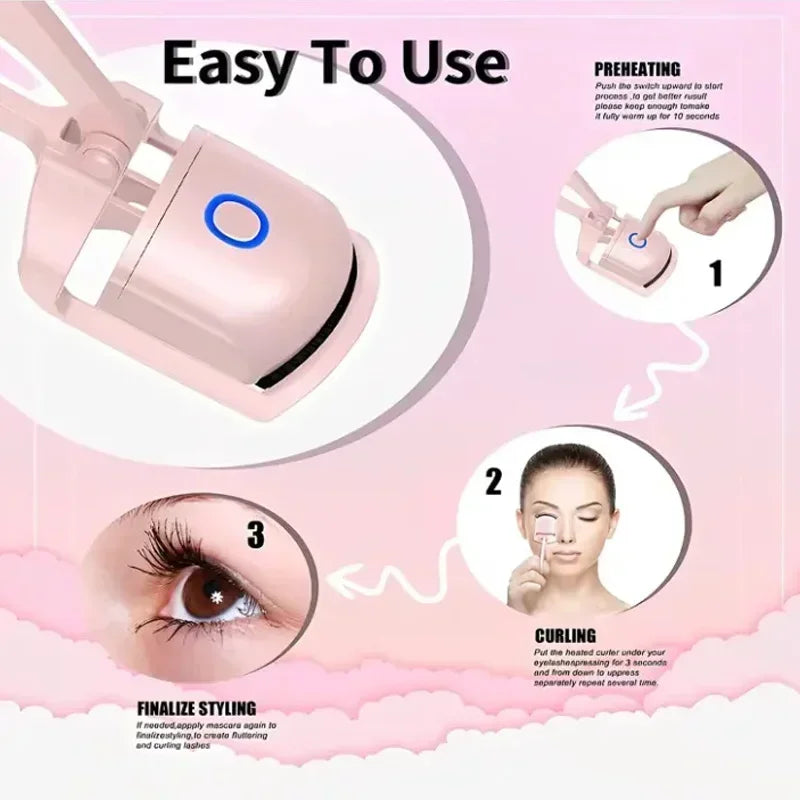 Recourbe-cils électrique, chargement USB, chauffage rapide, portable, mise en forme et recourbement durable, pince à cils thermique