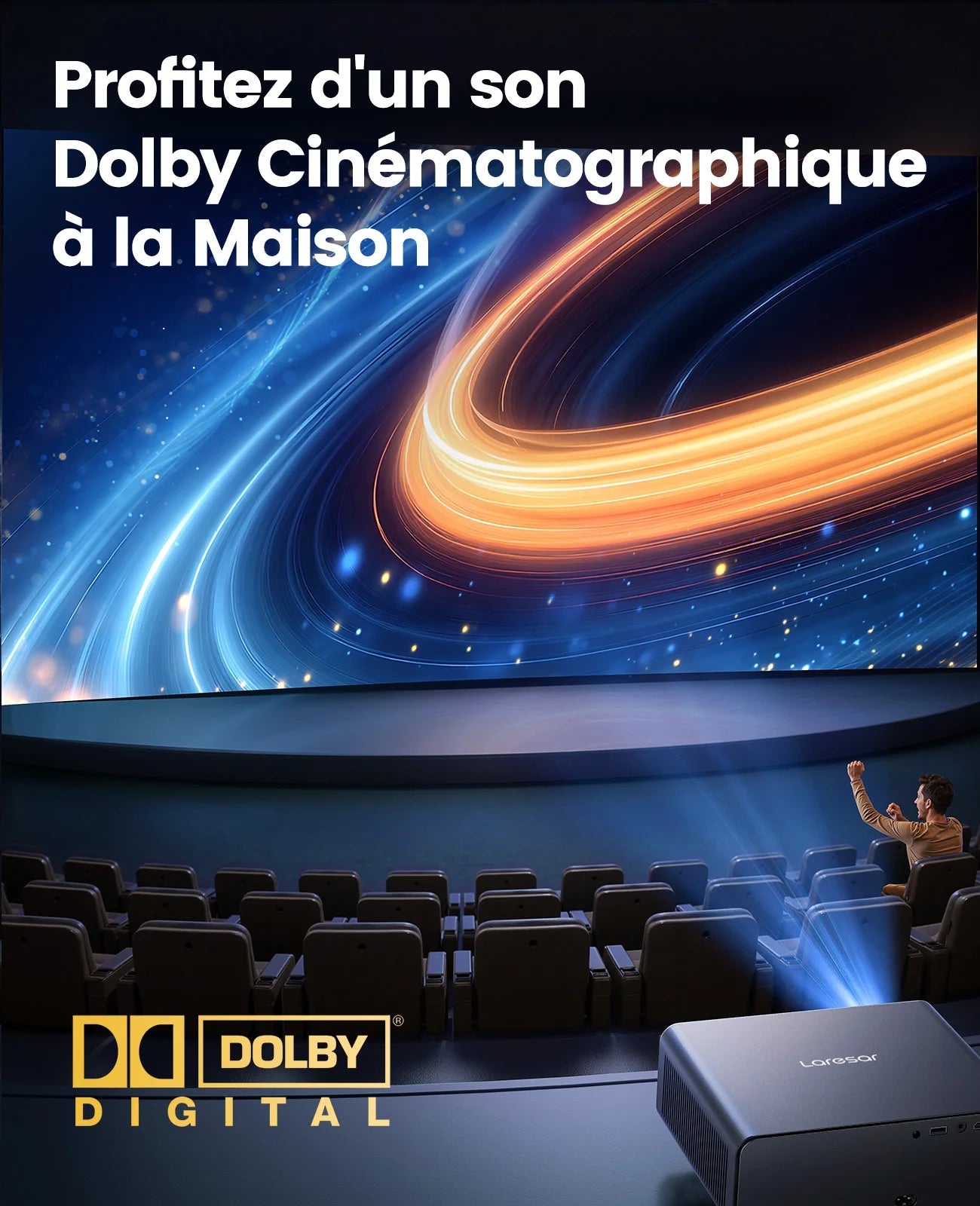 Projecteur Laresar A1 Netflix 1000ANSI 4K – Home Cinéma avec Dolby Audio et WiFi6