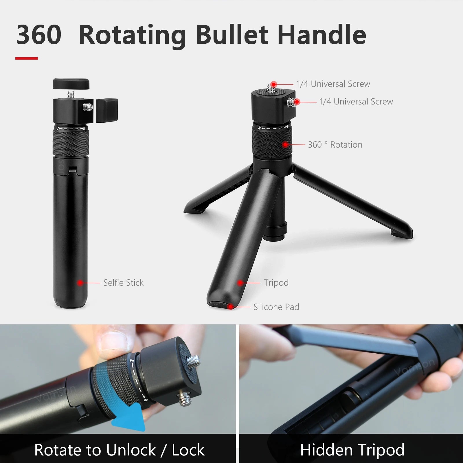 Invisible Selfie Stick for Insta360 Bery, Rotation Bullet, Tripod for Insta 360, ONE X2 ONE RS, GoPro Accessories