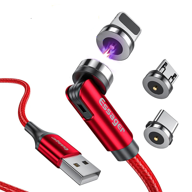 Câble de charge magnétique rotatif Micro USB Type C 2,4 a, pour iPhone