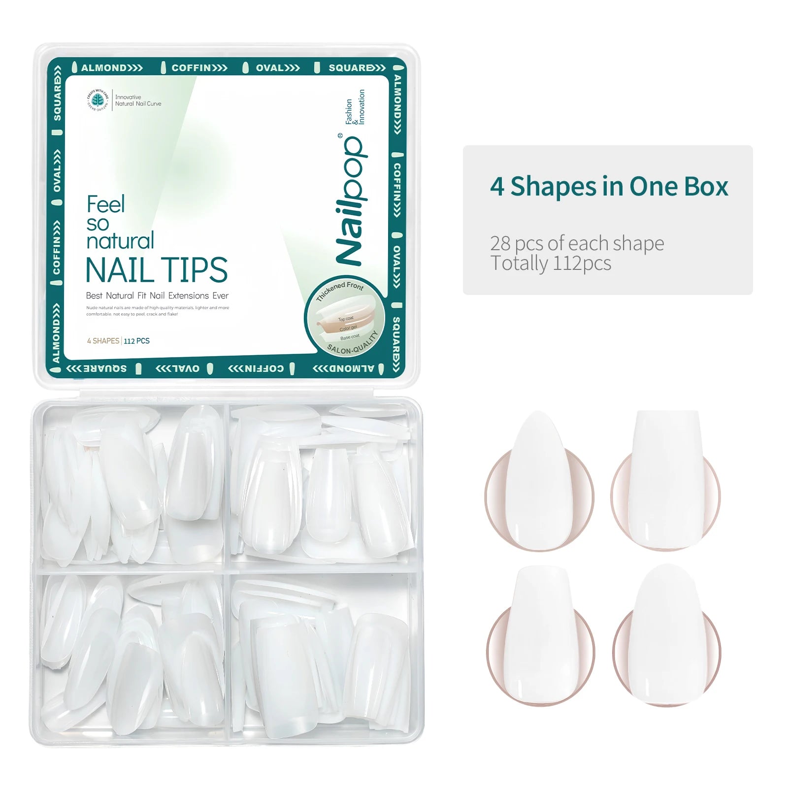 Press-On Nude Rose 4 Formes 112 pcs