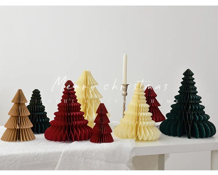 Mini décoration d'arbre de Noël créative, nid d'abeille, origami pliant