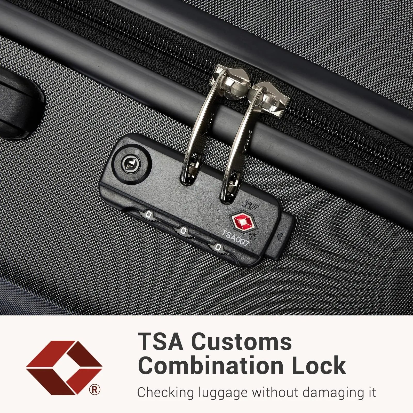 Valise légère à coque rigide avec serrure KONO – TSA, 4 roulettes multidirectionnelles, S-M-L