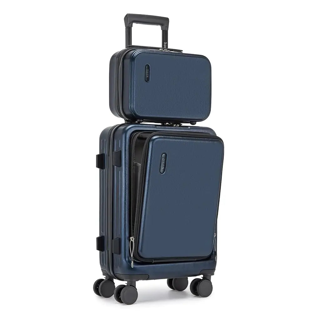 Coffret à bagages à main 20 pouces KONO 2 pièces – étui rigide ABS léger, 4 rouleaux doubles, serrure TSA, trousse à cosmétiques