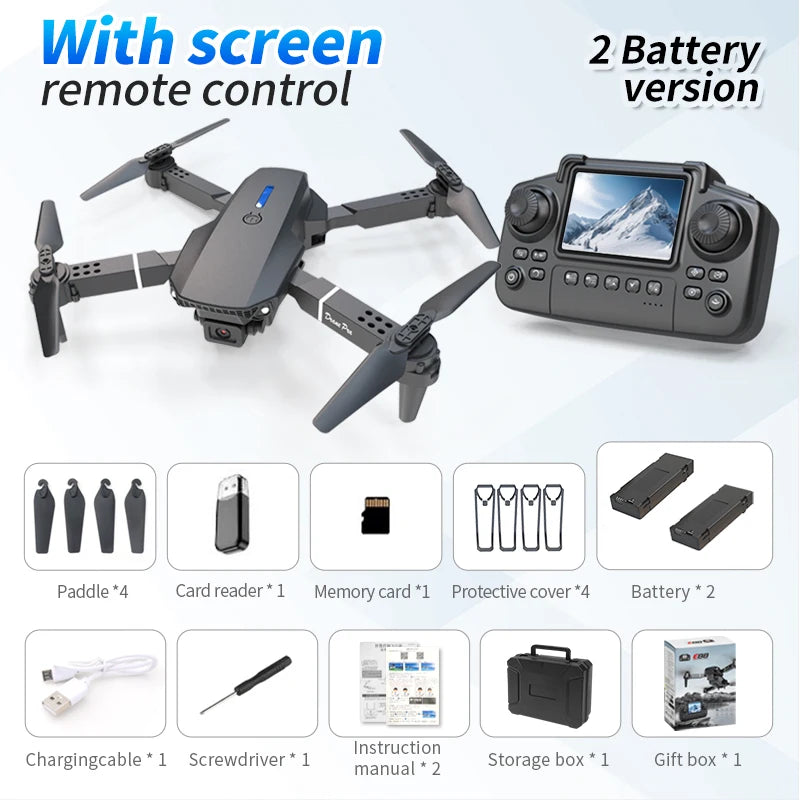 Drone E88 Pro 2025 – Quadrirotor Pliable 4K HD avec Écran