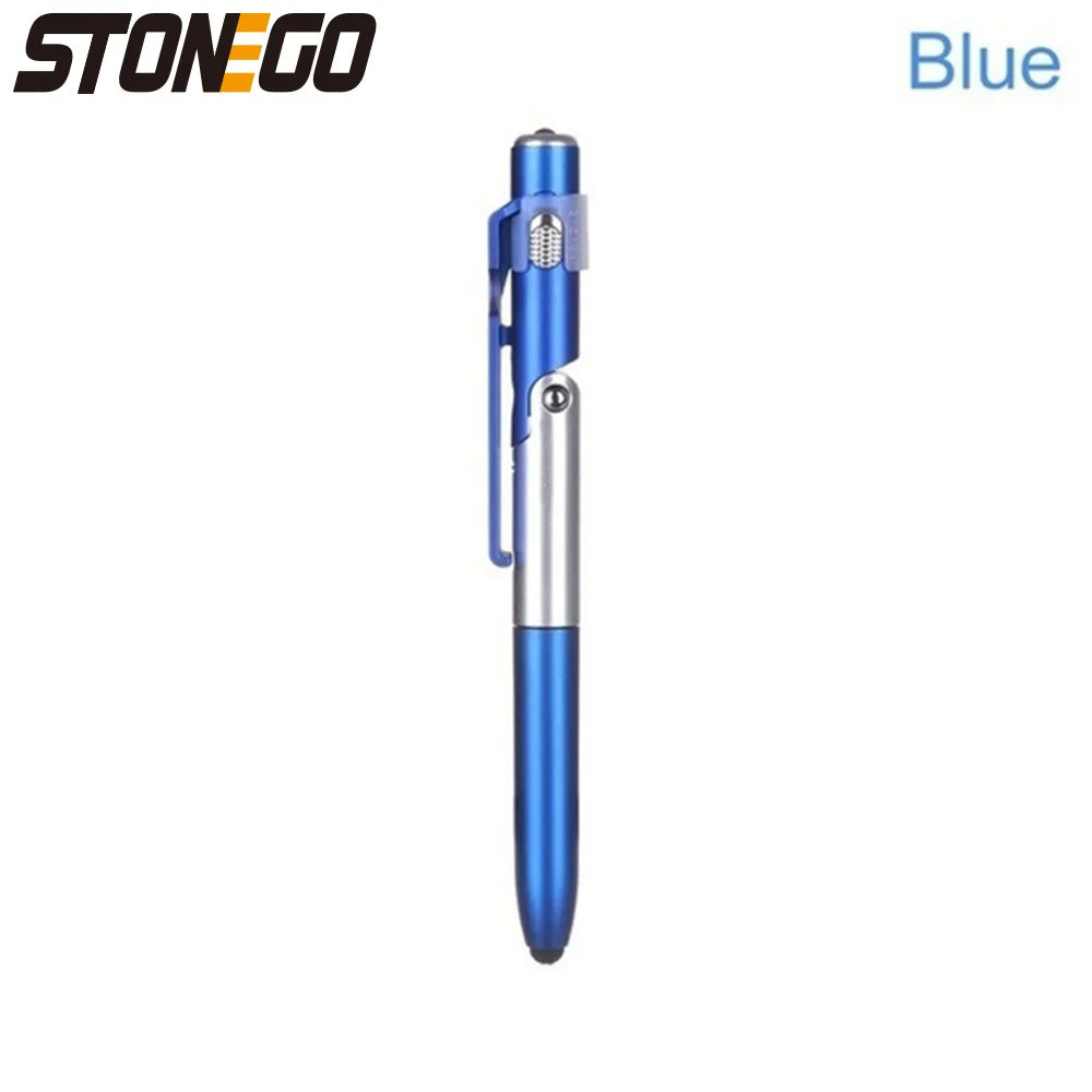 Stylo Bille 4-en-1 Pliable avec Stylet Tactile STONEGO, Lampe LED et Support pour Smartphone/Tablette